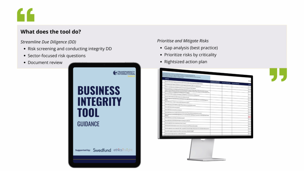 Business Integrity Tool - Swedfund, Transparency International, Ethics Insight